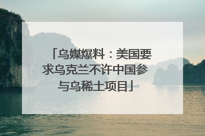 乌媒爆料：美国要求乌克兰不许中国参与乌稀土项目